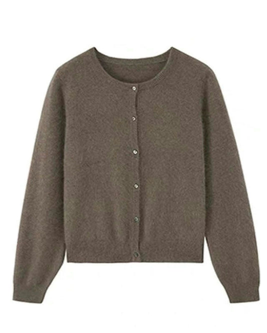 Women's 100% Lambswool Crew Neck Cardigan