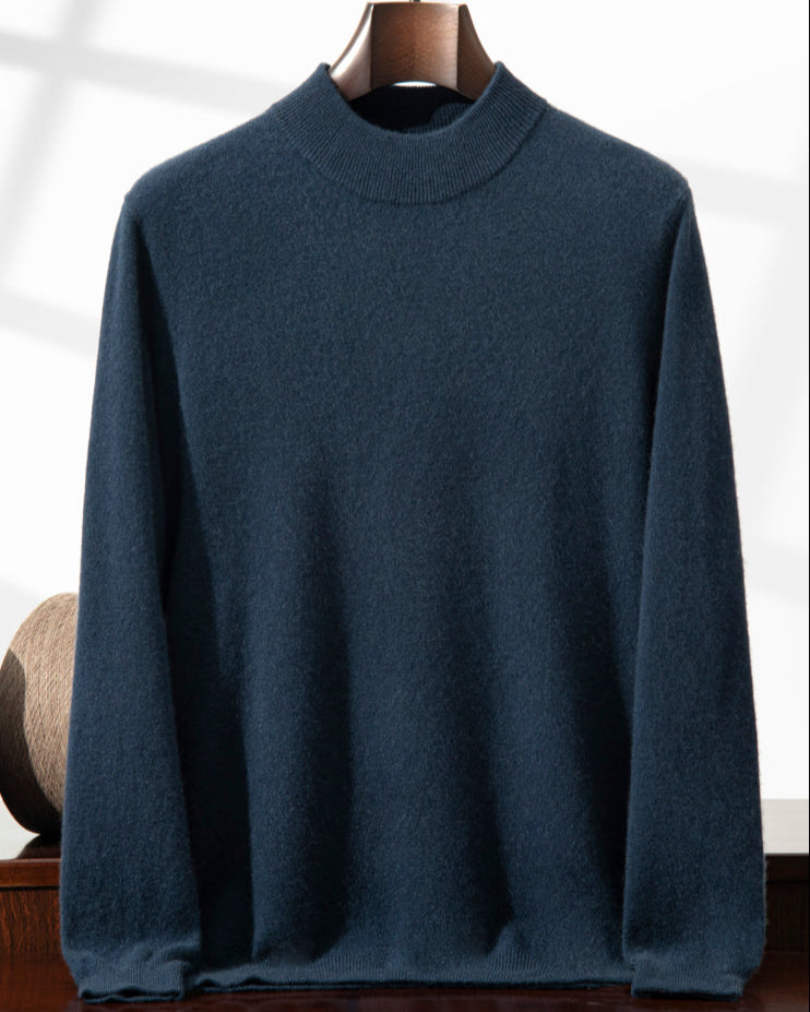 Men's Classic Collection: Ultra-soft 100% Cashmere and Wool Blend Mock Neck Jumper (14 colours)