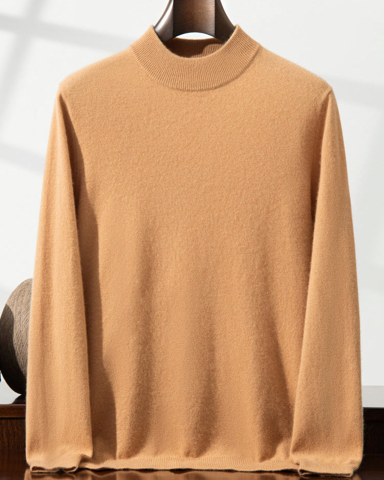 Men's Classic Collection: Ultra-soft 100% Cashmere and Wool Blend Mock Neck Jumper (14 colours)