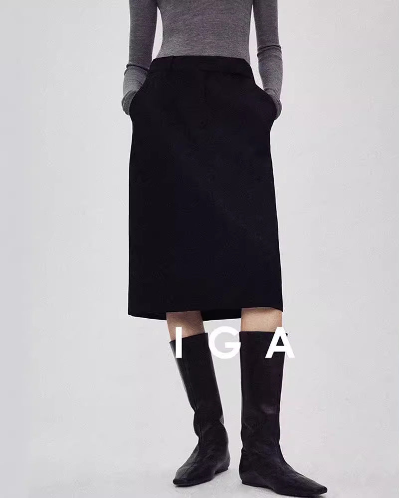 Women's Italian Fine Wool Pencil Midi Skirt