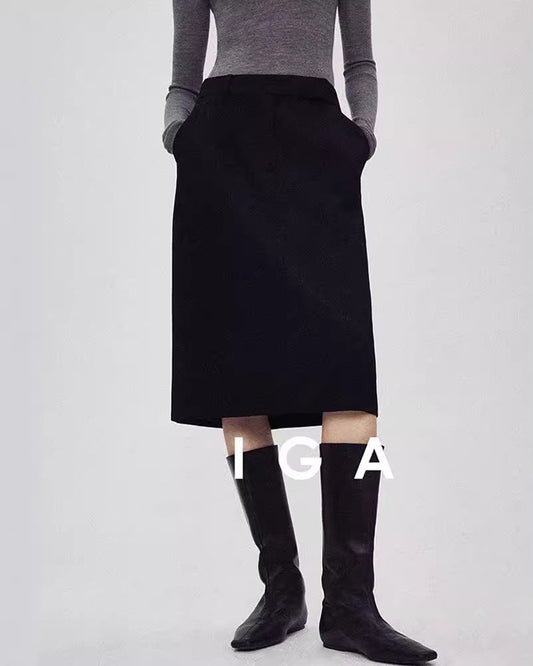 Women's Italian Fine Wool Pencil Midi Skirt