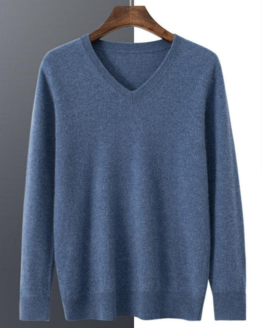 Audrie Men: 100% Cashmere-Wool Blend V-Neck Jumper