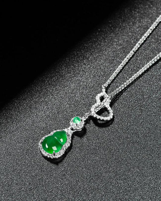 Audrie Fine Jewellery: Signature Lucky Gourd Hulu, Crafted from Authentic Natural Grade A Jade and Sterling Silver