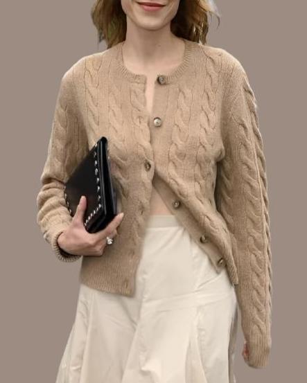 Audrie Women: 100% Wool Cable-knit Cardigan