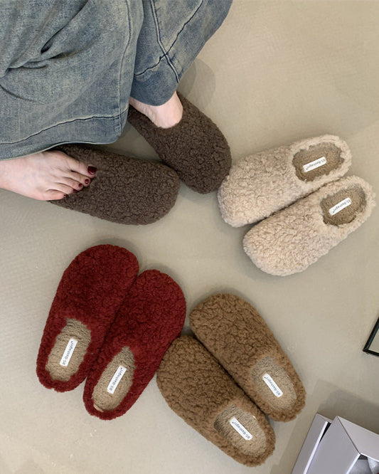 Audrie Home: 100% Lamb Wool Women Slippers to Keep Feet Warm