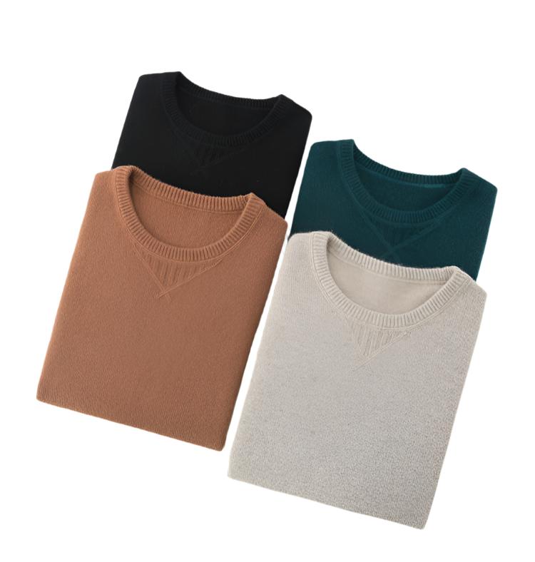 Audrie Men: Deluxe 100% Cashmere Thick Crew Neck Jumper