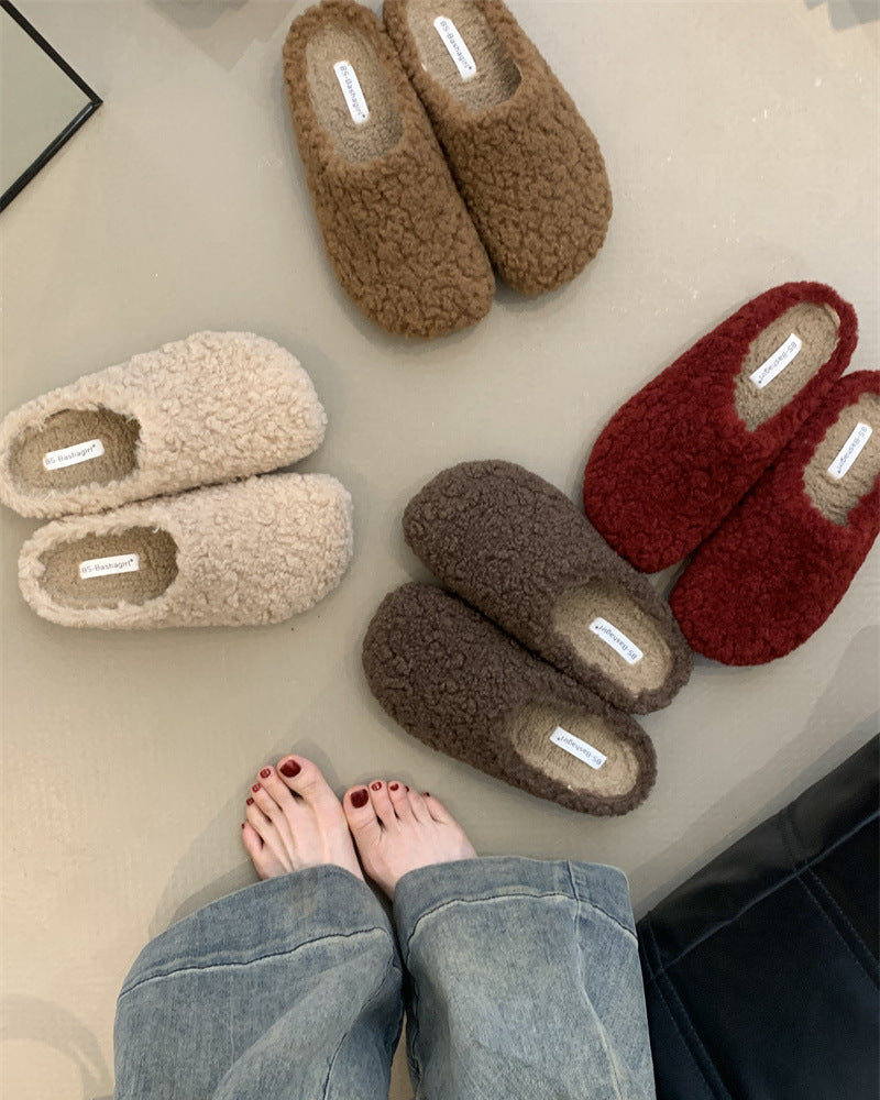 Audrie Home: 100% Lamb Wool Women Slippers to Keep Feet Warm