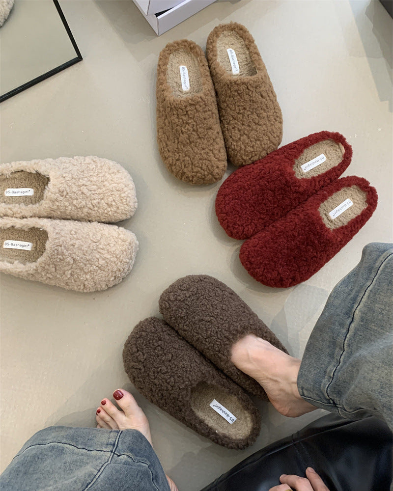 Audrie Home: 100% Lamb Wool Women Slippers to Keep Feet Warm