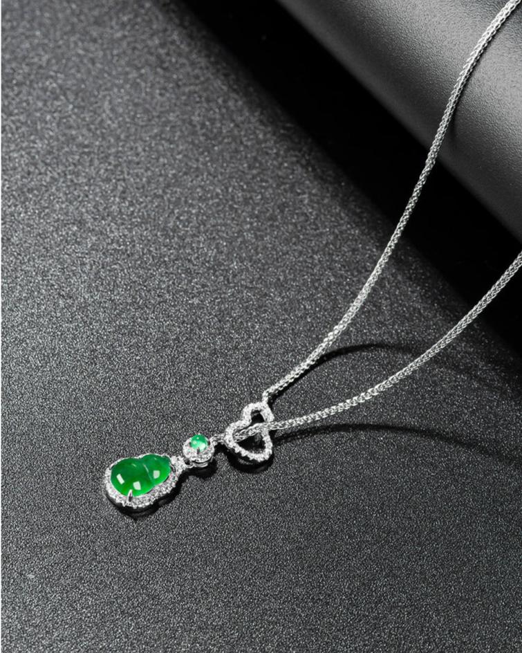 Audrie Fine Jewellery: Signature Lucky Gourd Hulu, Crafted from Authentic Natural Grade A Jade and Sterling Silver