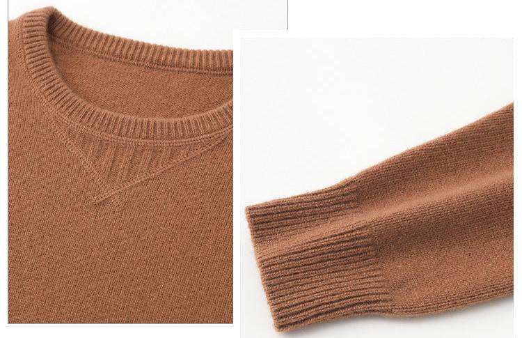 Audrie Men: Deluxe 100% Cashmere Thick Crew Neck Jumper