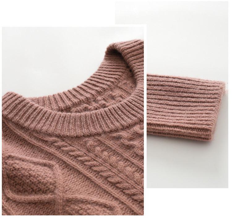 Audrie Women: 100% Cashmere Crew-neck, Cable-Knitted Jumper