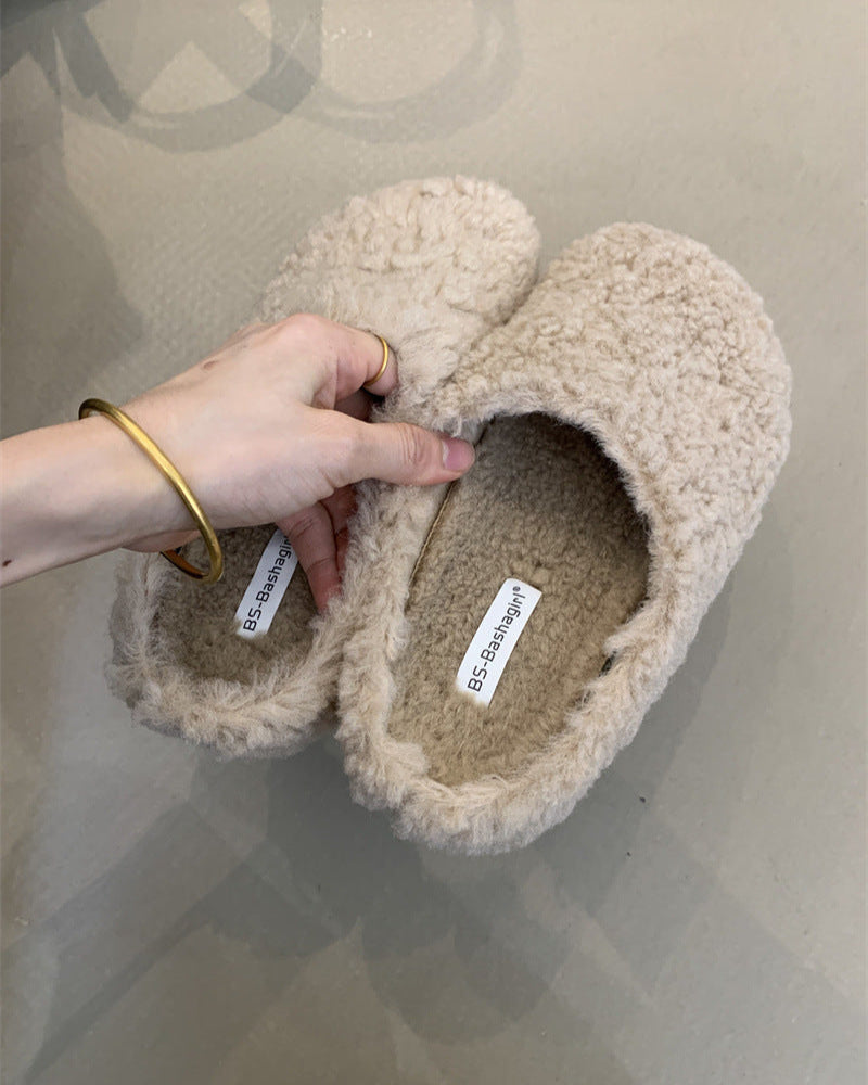 Audrie Home: 100% Lamb Wool Women Slippers to Keep Feet Warm