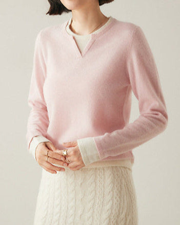 Women's Classic Collection: 100% Alxa Baby Cashmere-Wool Blend Jumper, Two-in-One Look