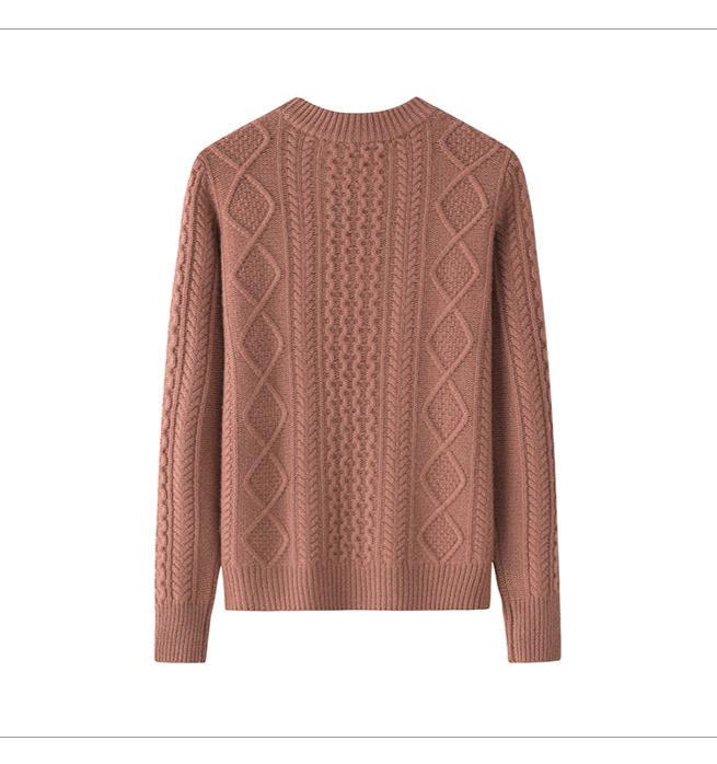 Audrie Women: 100% Cashmere Crew-neck, Cable-Knitted Jumper