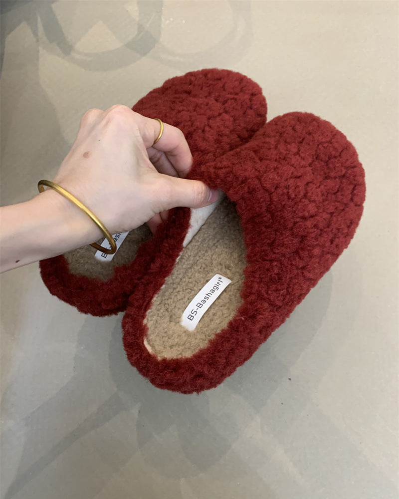 Audrie Home: 100% Lamb Wool Women Slippers to Keep Feet Warm