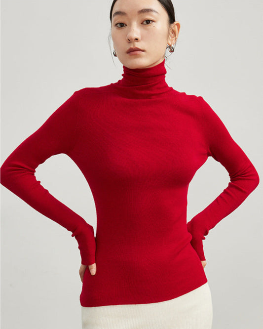 Audrie Women: 2025 Spring 100% Ultra-fine Merino Timeless Turtleneck Jumper