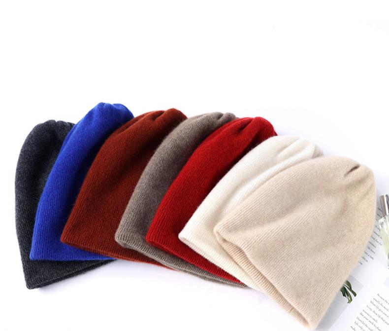 Audrie: 100% Cashmere Double-layer Beanie Hat - Unisex