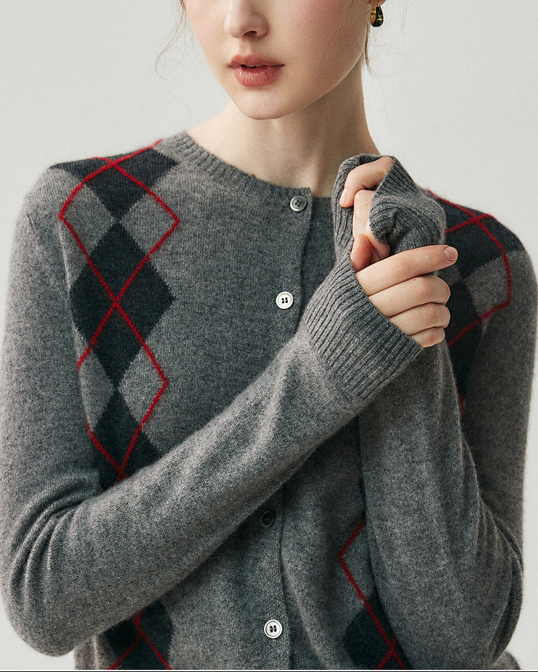 Cashmere-wool Cardigan Preppy Style