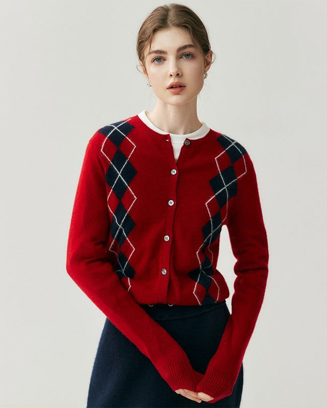 Cashmere-wool Cardigan Preppy Style
