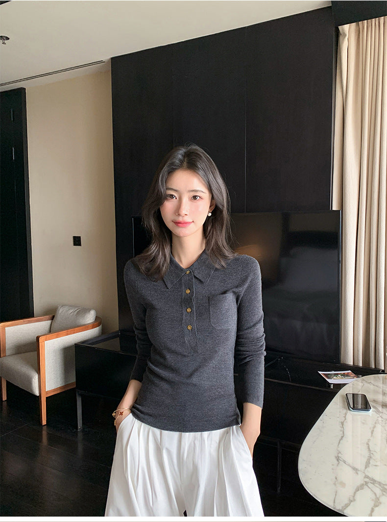 Ultra-fine Merino Wool Polo Collar Sweater