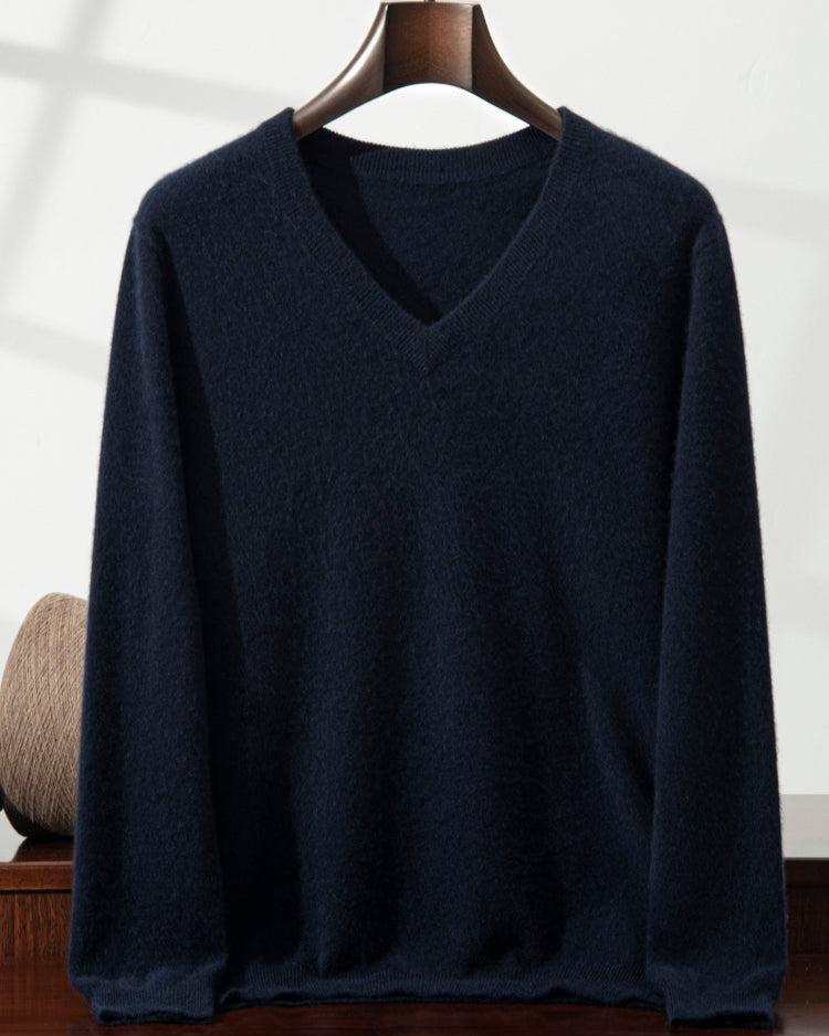 Men's Classic Collection: Ultra-fine 100% Cashmere and Wool Blend V-Neck Jumper (9 colours)