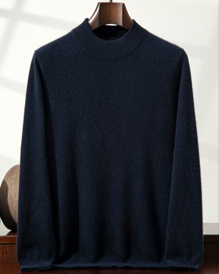 Men's Classic Collection: Ultra-soft 100% Cashmere and Wool Blend Mock Neck Jumper (14 colours)