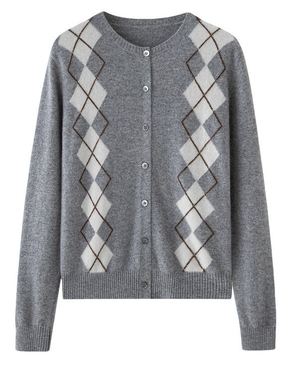 Cashmere-wool Cardigan Preppy Style