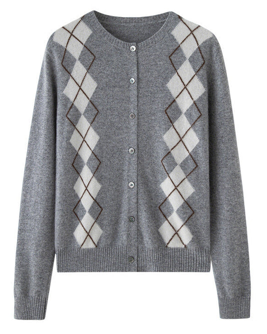 Cashmere-wool Cardigan Preppy Style
