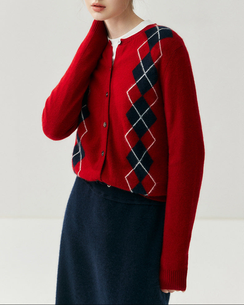 Cashmere-wool Cardigan Preppy Style