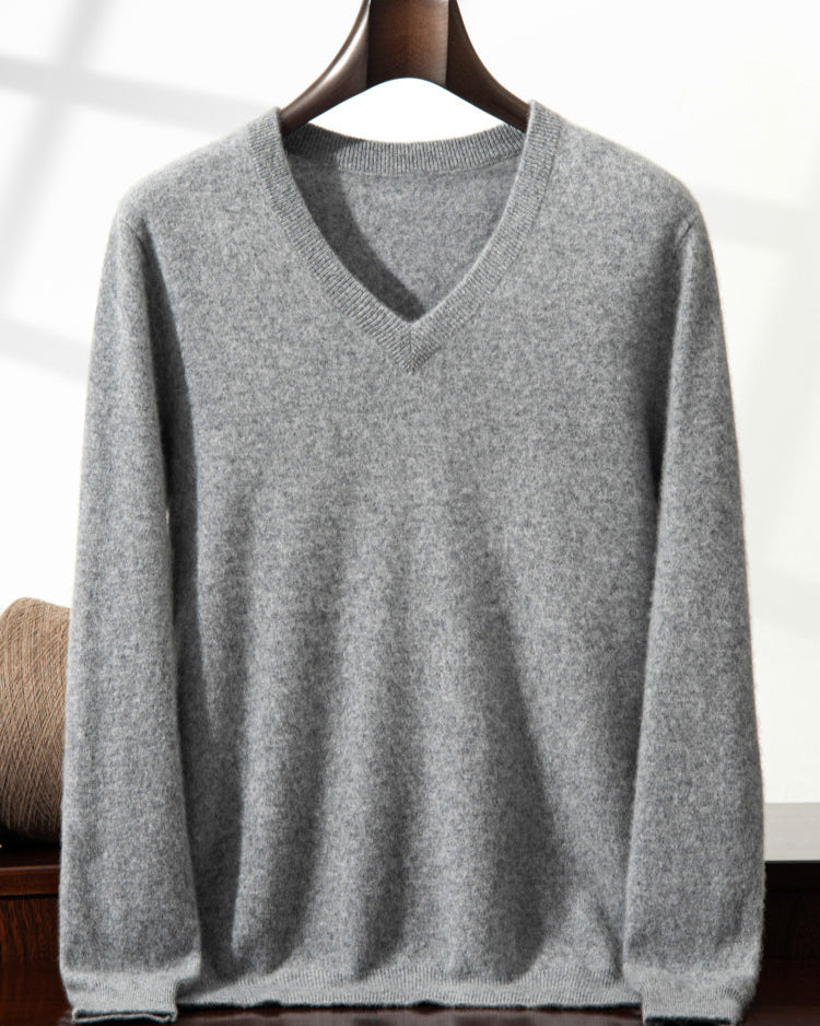 Men's Classic Collection: Ultra-fine 100% Cashmere and Wool Blend V-Neck Jumper (9 colours)
