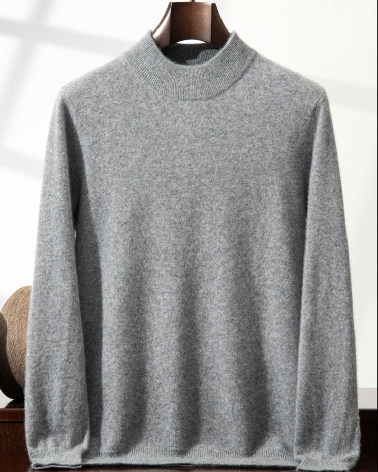 Men's Classic Collection: Ultra-soft 100% Cashmere and Wool Blend Mock Neck Jumper (14 colours)