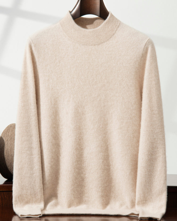 Men's Classic Collection: Ultra-soft 100% Cashmere and Wool Blend Mock Neck Jumper (14 colours)