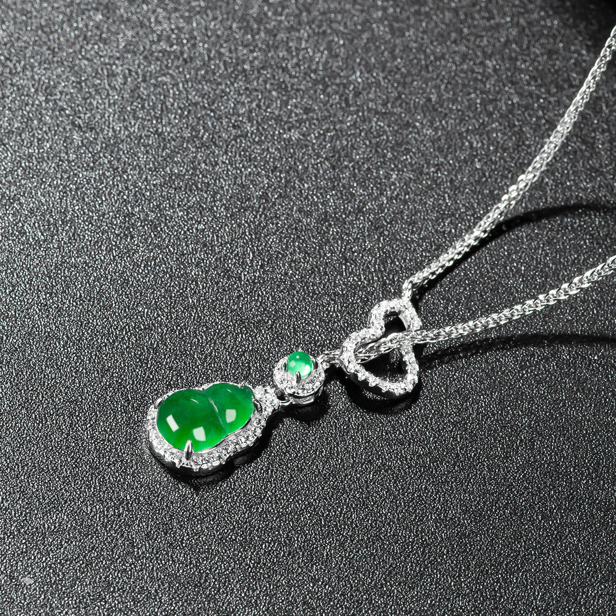 Audrie Fine Jewellery: Signature Lucky Gourd Hulu, Crafted from Authentic Natural Grade A Jade and Sterling Silver