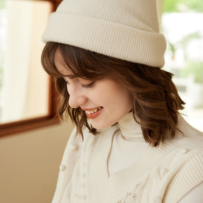 Audrie: 100% Cashmere Double-layer Beanie Hat - Unisex