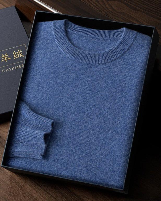 Audrie Men: 100% Cashmere-Wool Blend Crew Neck Jumper