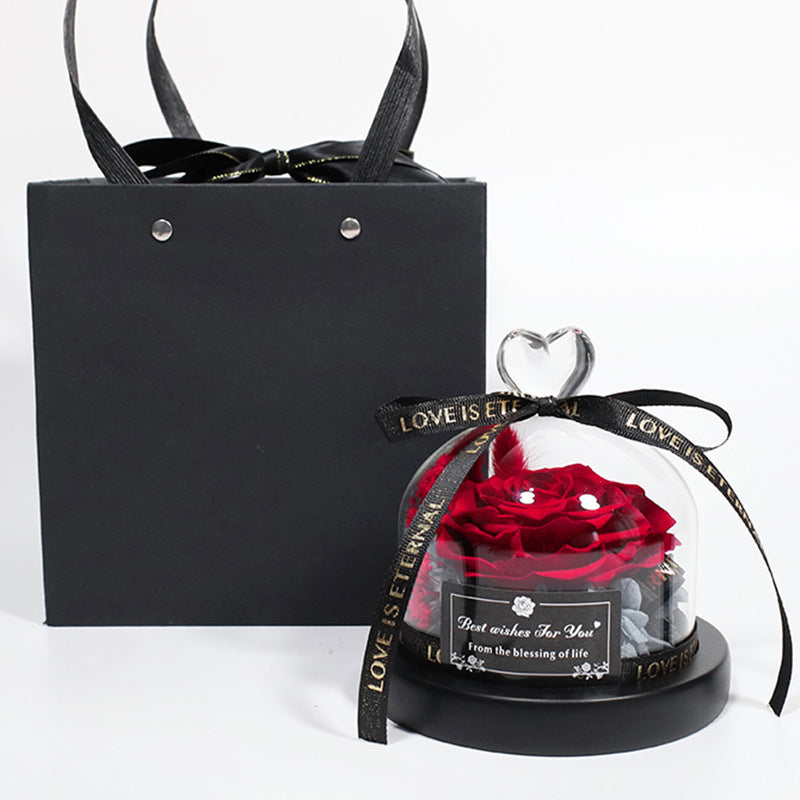 Eternal Rose in Glass Dome Gift Box Made of Fresh Real Rose (Customised Services Provided)