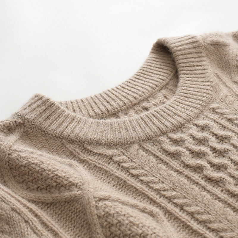 Audrie Women: 100% Cashmere Crew-neck, Cable-Knitted Jumper