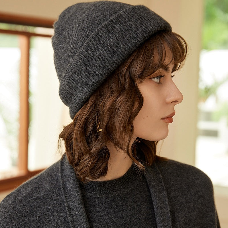 Audrie: 100% Cashmere Double-layer Beanie Hat - Unisex