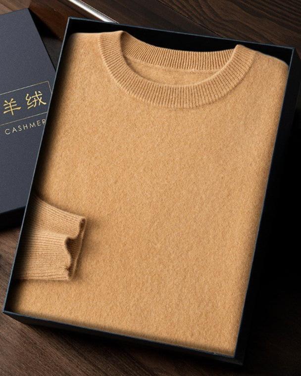 Audrie Men: 100% Cashmere-Wool Blend Crew Neck Jumper