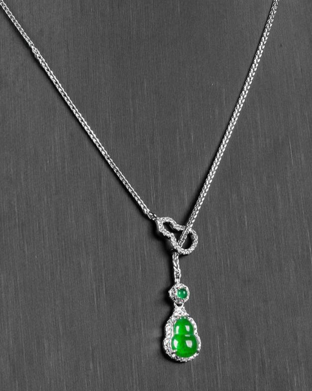 Audrie Fine Jewellery: Signature Lucky Gourd Hulu, Crafted from Authentic Natural Grade A Jade and Sterling Silver