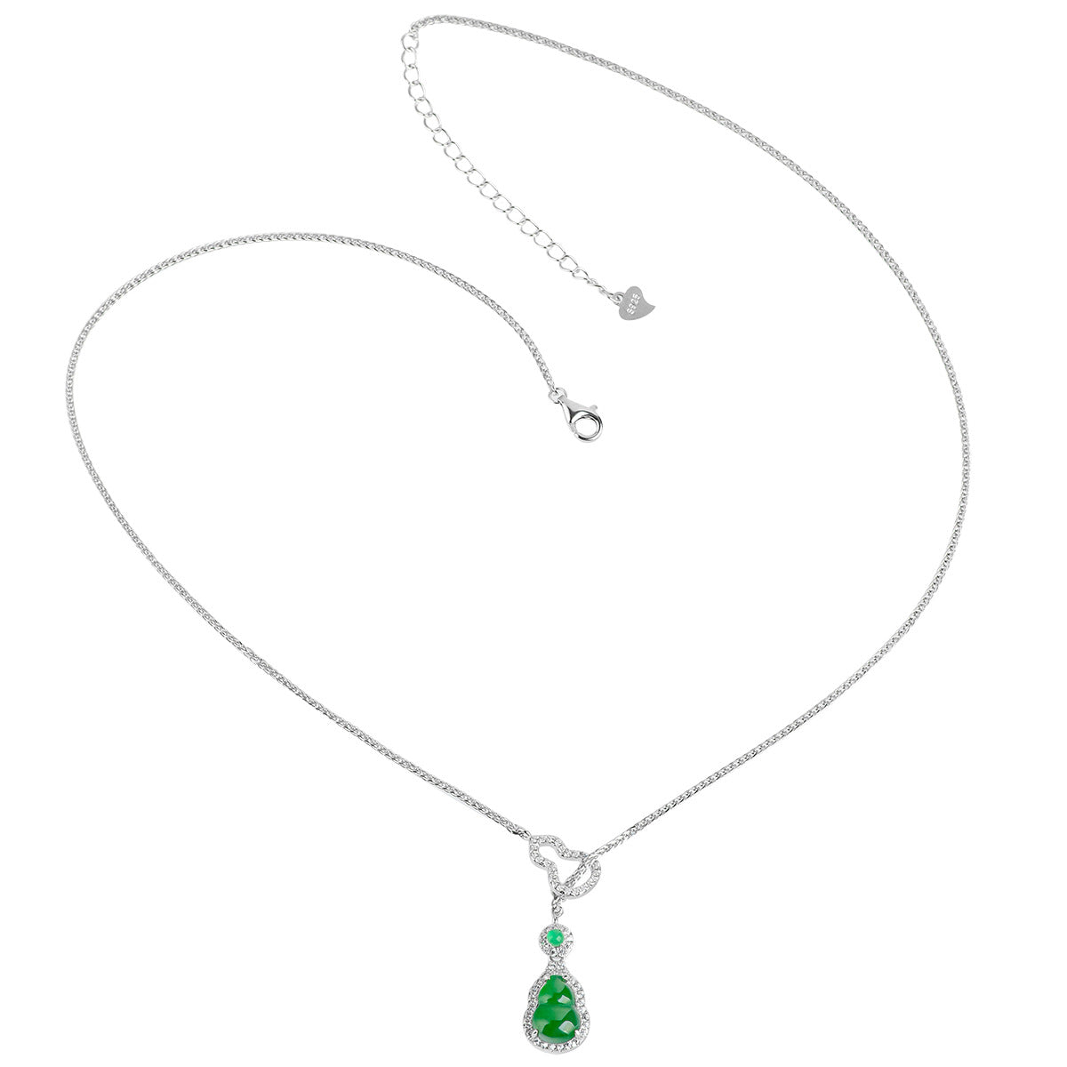 Audrie Fine Jewellery: Signature Lucky Gourd Hulu, Crafted from Authentic Natural Grade A Jade and Sterling Silver