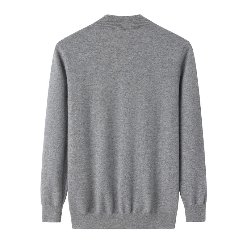 Audrie Men: Deluxe 100% Cashmere Mock Neck Zip Collar Jumper