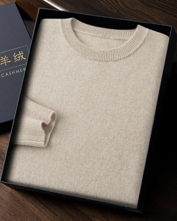 Audrie Men: 100% Cashmere-Wool Blend Crew Neck Jumper