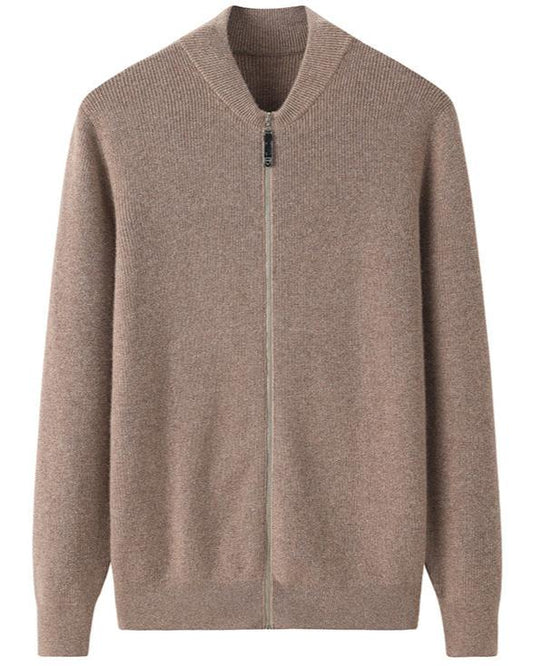 Audrie Men: Deluxe 100% Cashmere Zip Winter Jumper