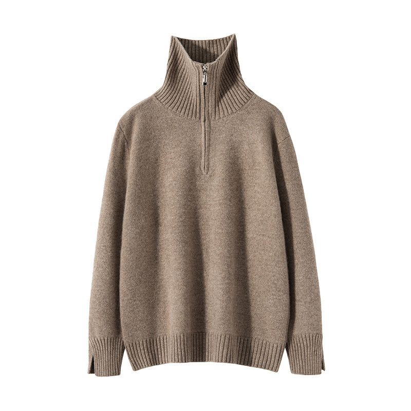 Audrie Women: Winter/Autumn 100% Cashmere-Wool Blend Quarter Zip Jumper