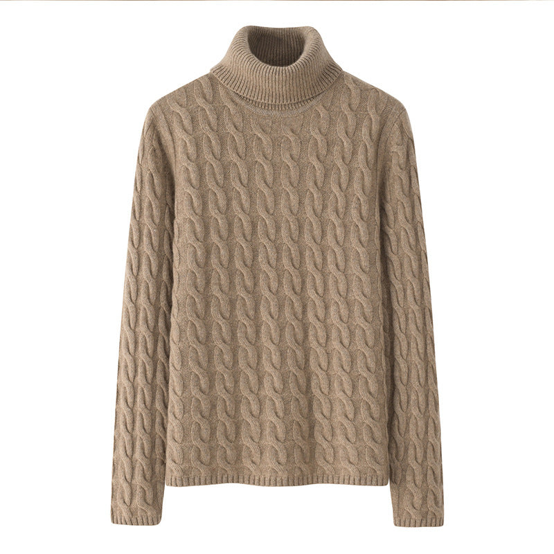 Audrie Women: 100% Cashmere Turtleneck Cable-Knit Jumber