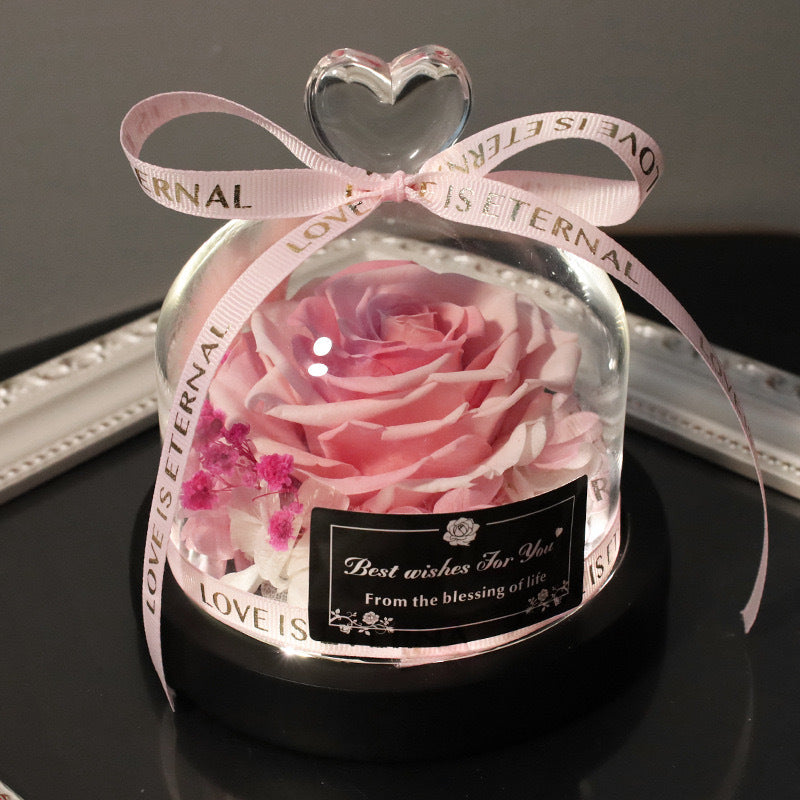 Eternal Rose in Glass Dome Gift Box Made of Fresh Real Rose (Customised Services Provided)