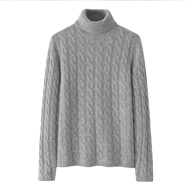 Audrie Women: 100% Cashmere Turtleneck Cable-Knit Jumber