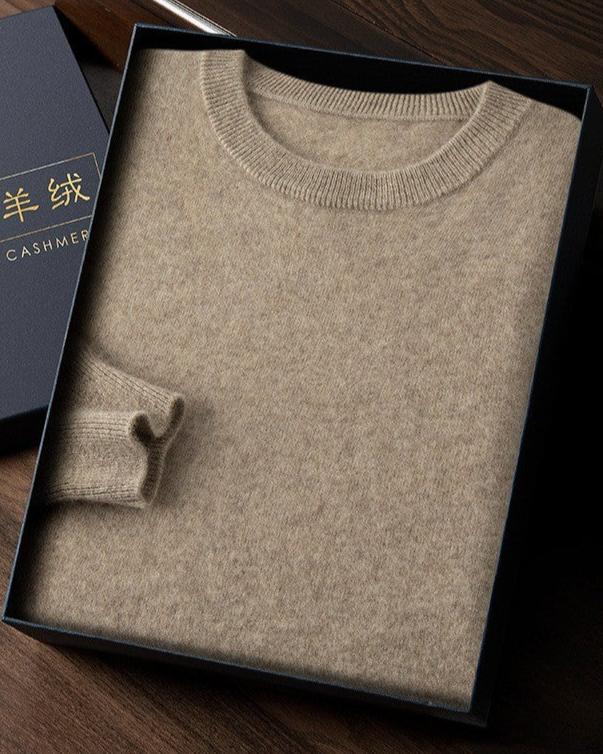 Audrie Men: 100% Cashmere-Wool Blend Crew Neck Jumper