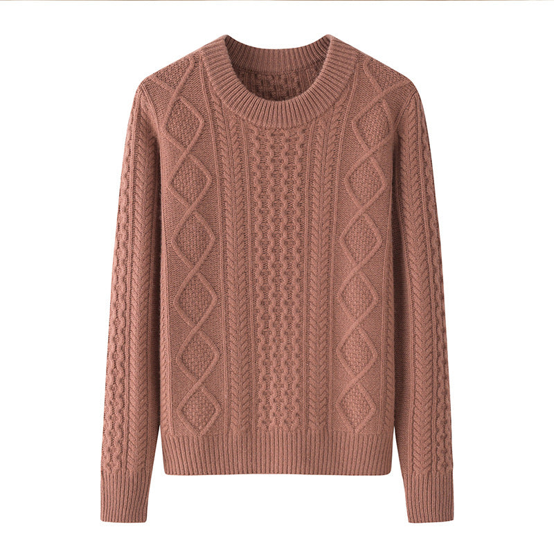 Audrie Women: 100% Cashmere Crew-neck, Cable-Knitted Jumper